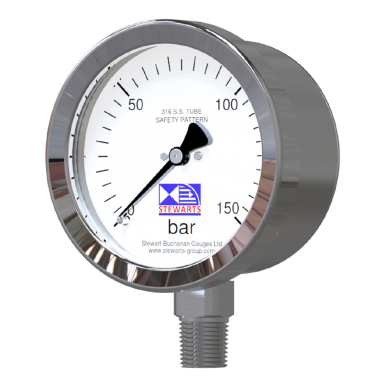 Mid-West 142-AC-00-OO-200H Differential Pressure Gauge with Aluminum Body and 316 Stainless Steel Internals 4-1/2 Dial Diaphragm Type 3/2/3% Full Scale Accuracy 1/4 FNPT Back Connection 3000 psig SWP 4-1/2 Dial 0-200 IN H2O Range